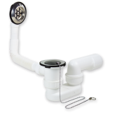 sifón bañera orientable plano con válvula y rebosadero | plastisan