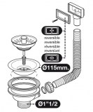 válvula roscada 115mm con rebosadero fregadera | plastisan