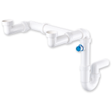 sifón ahorro espacio doble fregadera con toma | drena