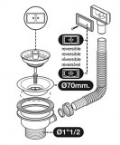 válvula roscada 70mm con rebosadero fregadera | plastisan